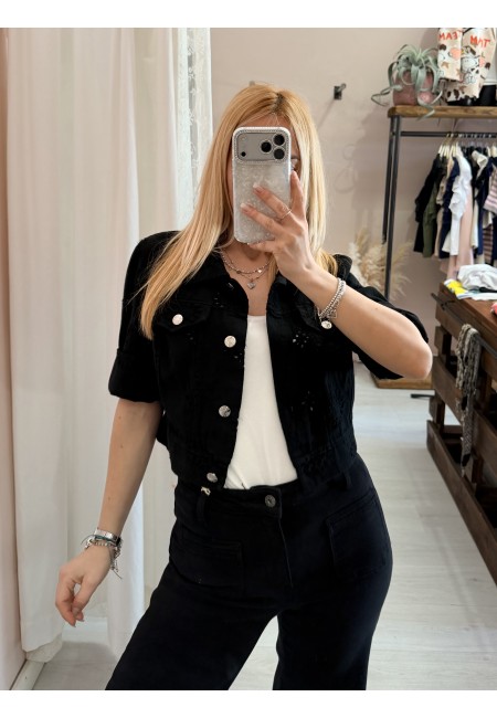 Giubbottino di jeans sangallo nero