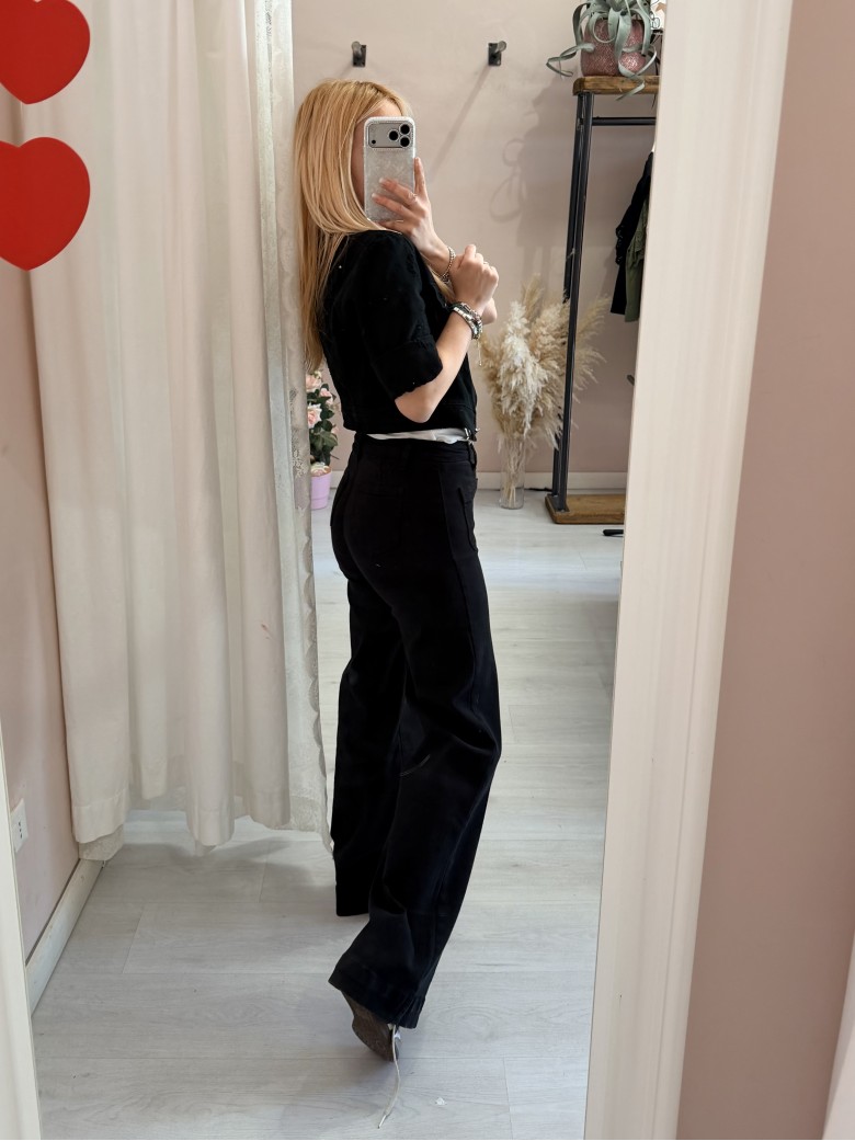 Giubbottino di jeans sangallo nero