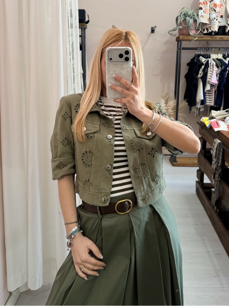 Giubbottino di jeans sangallo verde