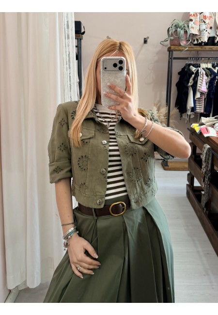 Giubbottino di jeans sangallo verde