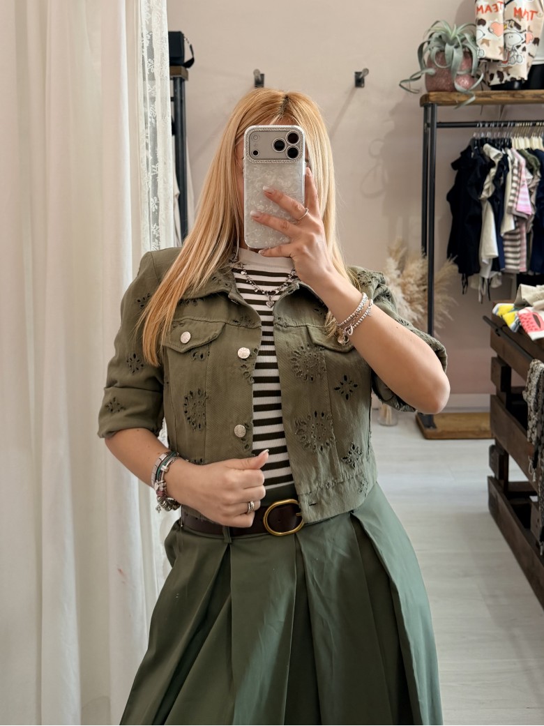 Giubbottino di jeans sangallo verde