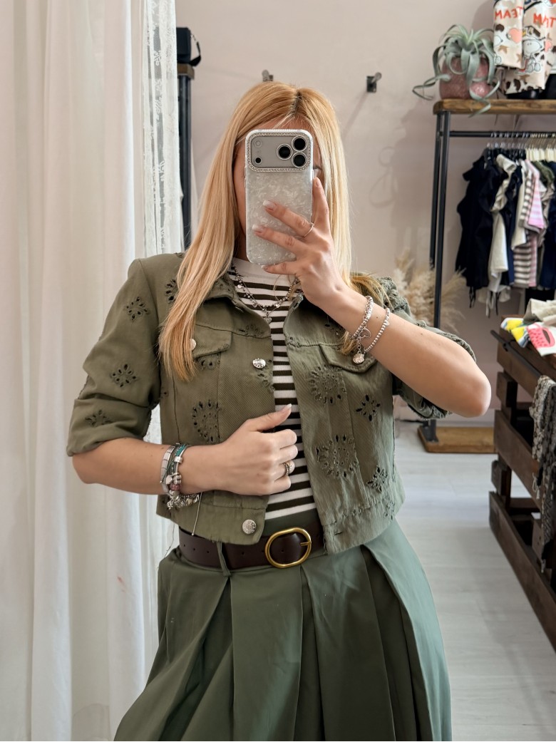 Giubbottino di jeans sangallo verde