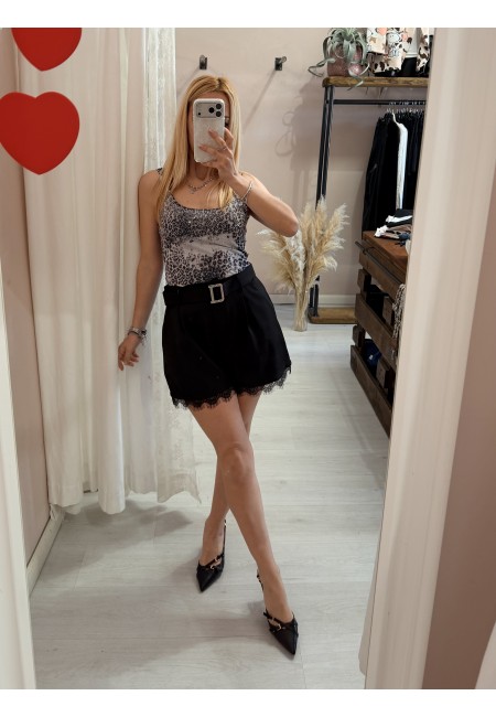 Body scollato animalier strass