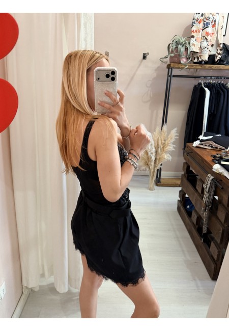Body scollato STRASS NERO