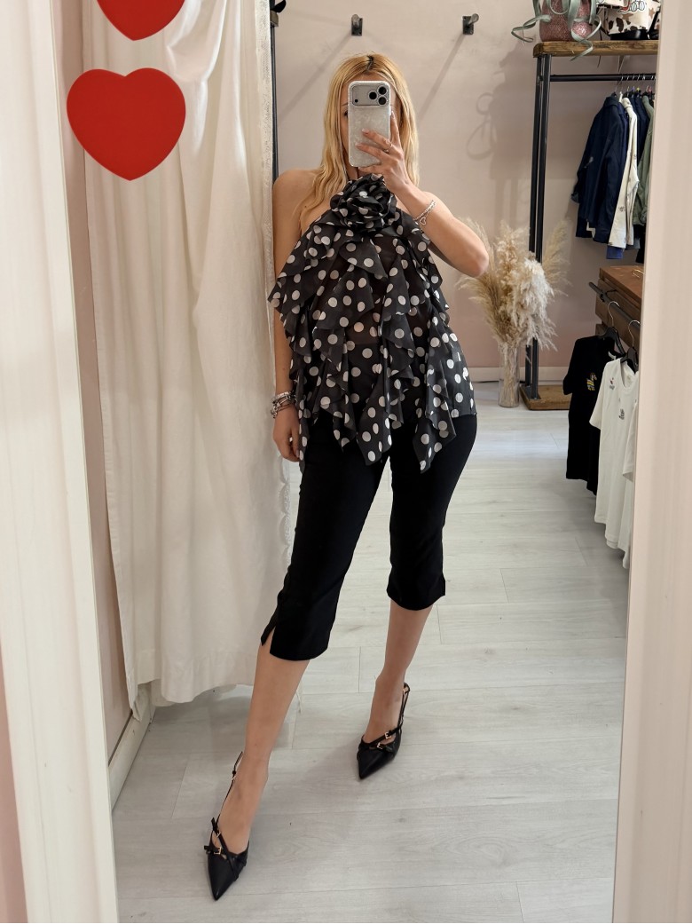 Maglia blusa EMILY a pois nera