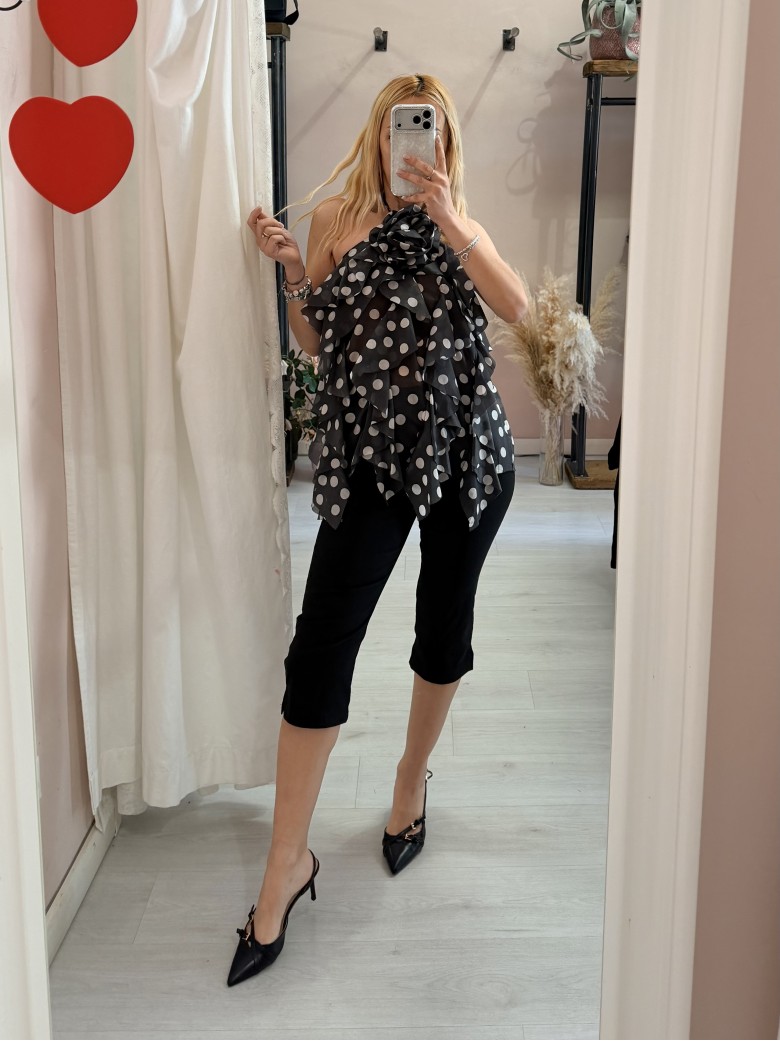 Maglia blusa EMILY a pois nera