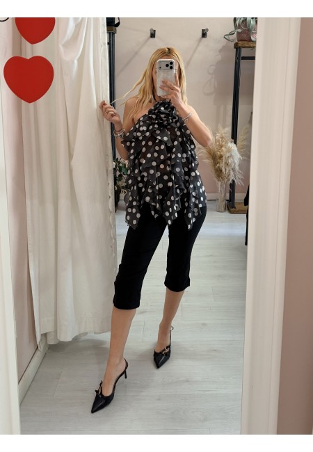 Maglia blusa EMILY a pois nera