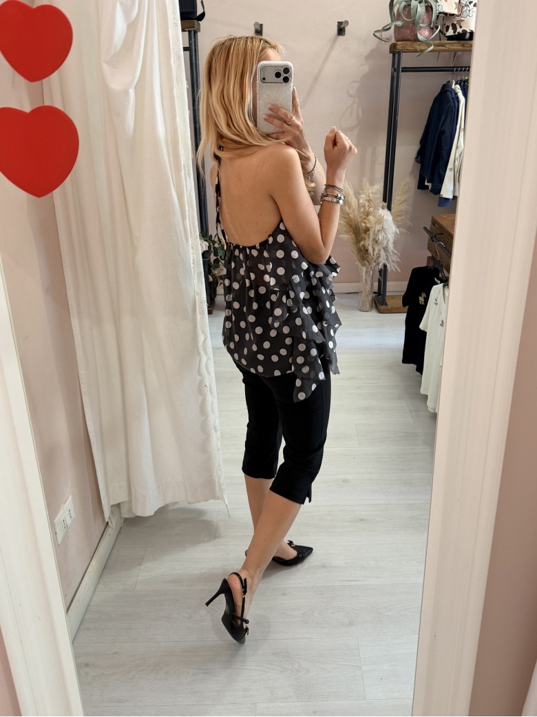 Maglia blusa EMILY a pois nera