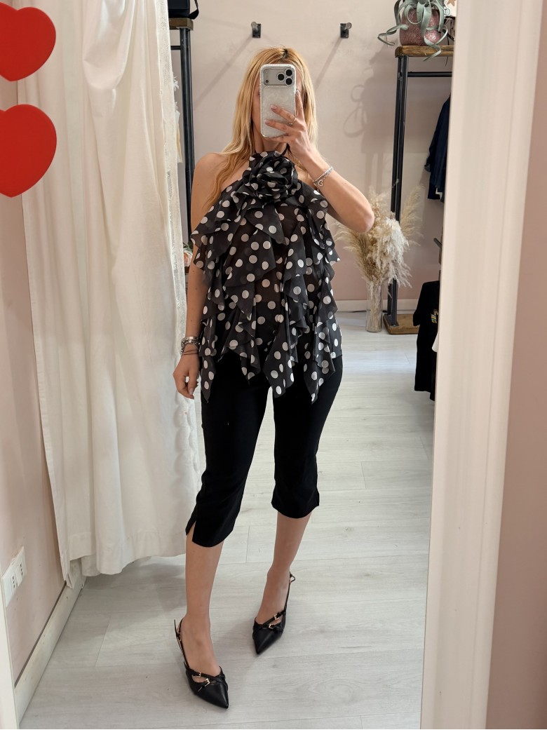 Maglia blusa EMILY a pois nera