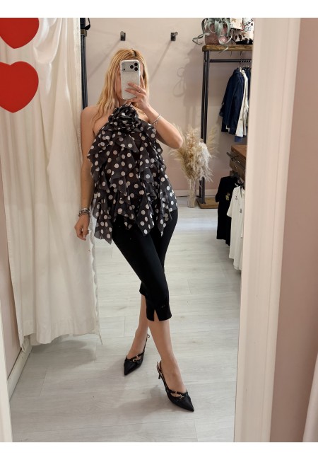 Maglia blusa EMILY a pois nera