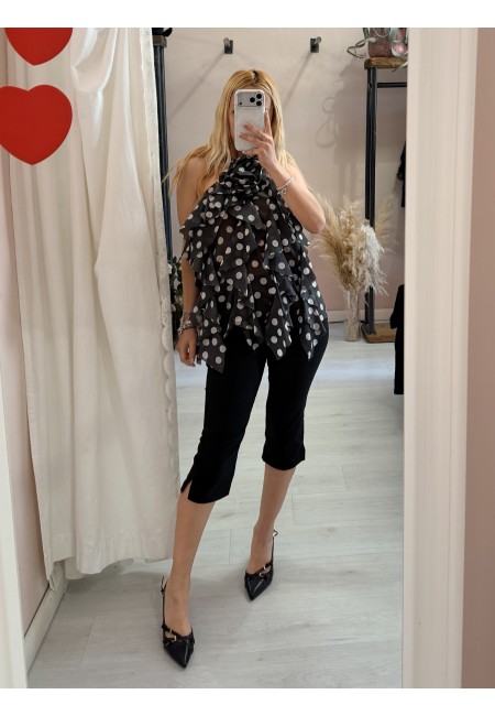 Maglia blusa EMILY a pois nera