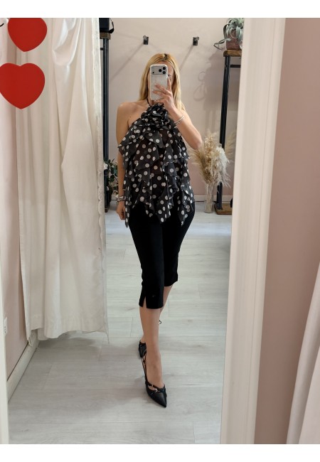 Maglia blusa EMILY a pois nera