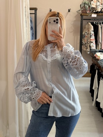 Camicia SPAGNA merletti celeste