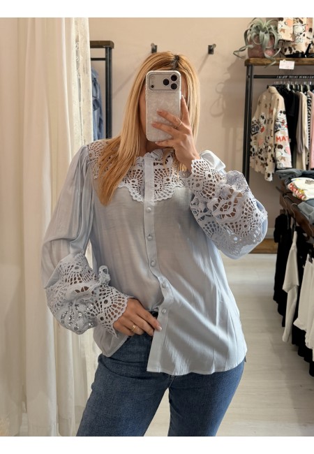 Camicia SPAGNA merletti celeste
