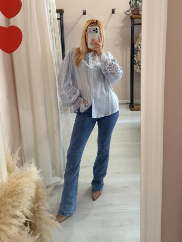 Camicia SPAGNA merletti celeste 2