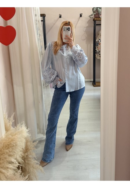 Camicia SPAGNA merletti celeste