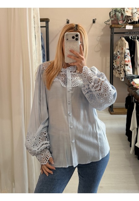 Camicia SPAGNA merletti celeste