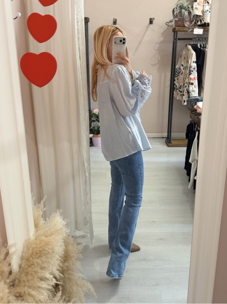 Camicia SPAGNA merletti celeste