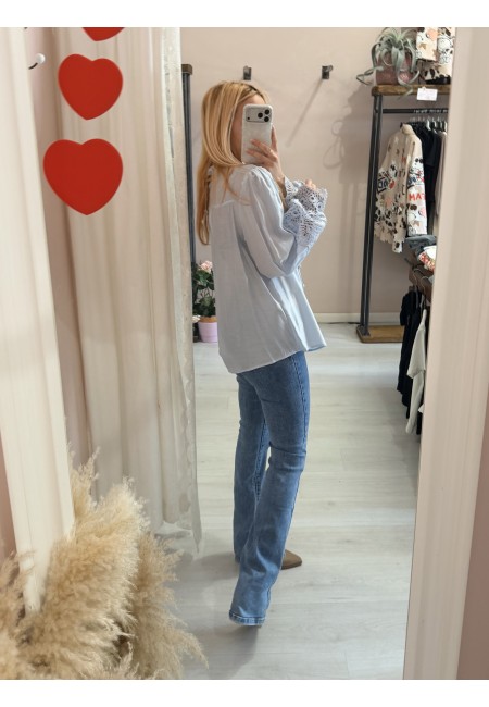 Camicia SPAGNA merletti celeste