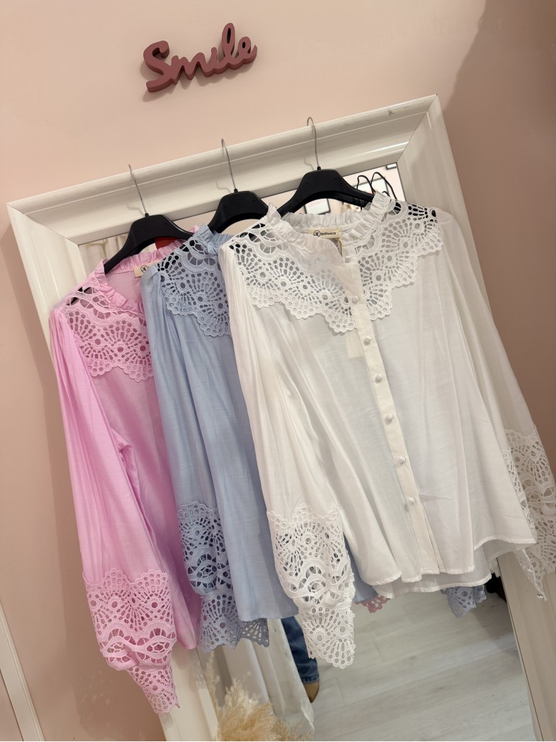 Camicia SPAGNA merletti celeste