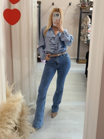 Camicia a righe azzurra e marrone 2