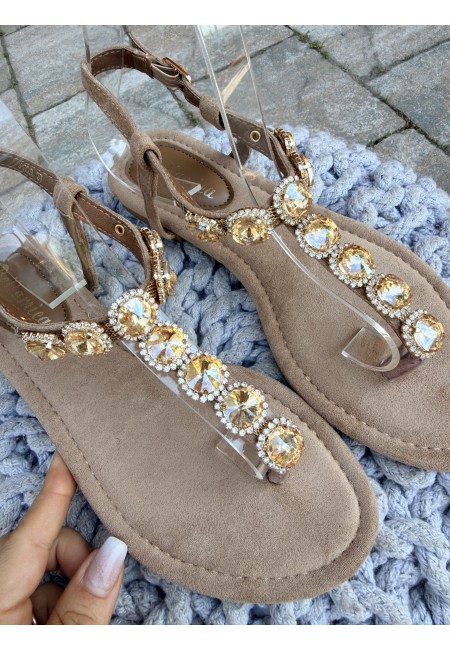 Sandali infradito gioiello camel