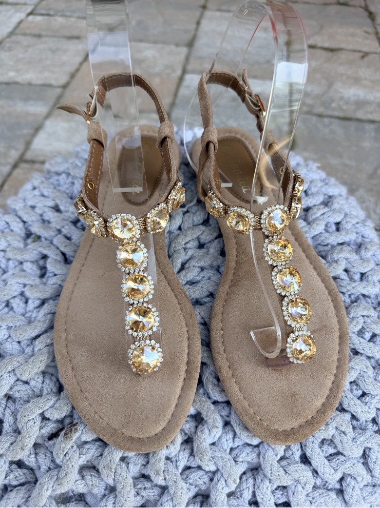 Sandali infradito gioiello camel