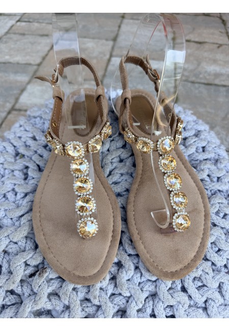 Sandali infradito gioiello camel