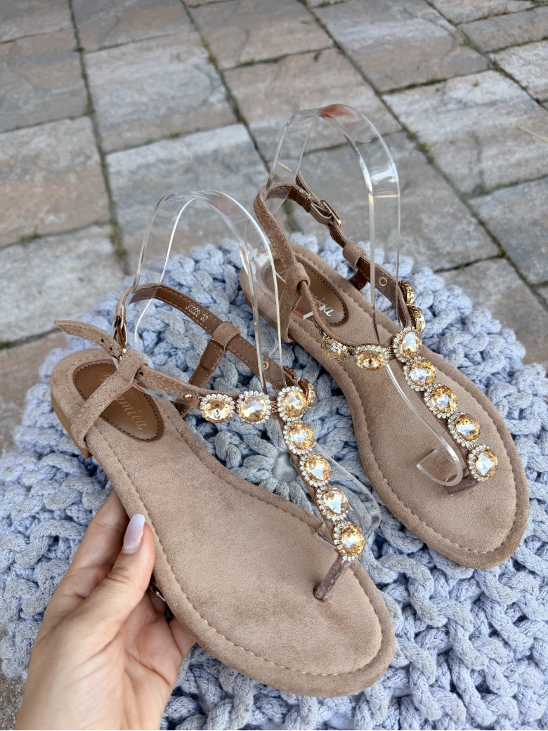Sandali infradito gioiello camel