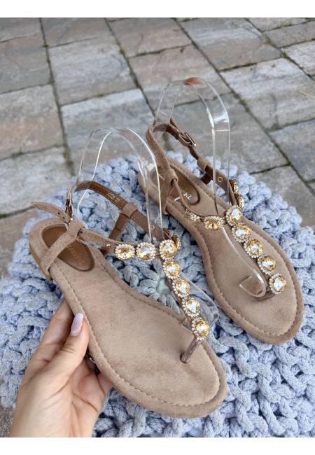 Sandali infradito gioiello camel
