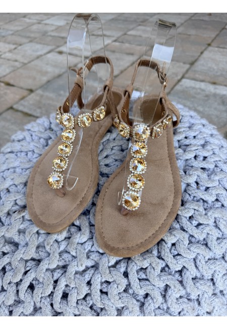 Sandali infradito gioiello camel