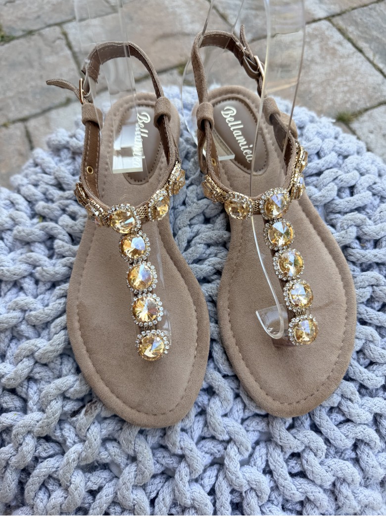 Sandali infradito gioiello camel