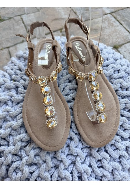 Sandali infradito gioiello camel