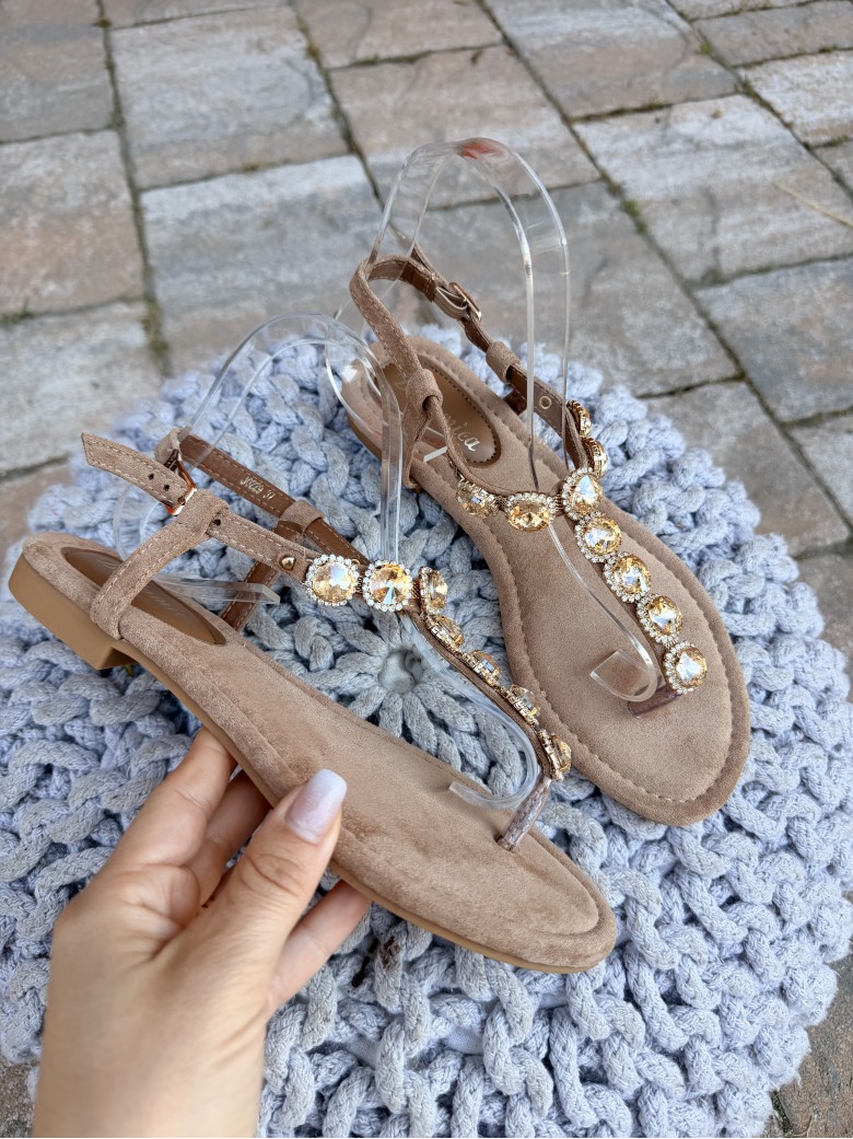 Sandali infradito gioiello camel
