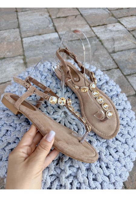 Sandali infradito gioiello camel