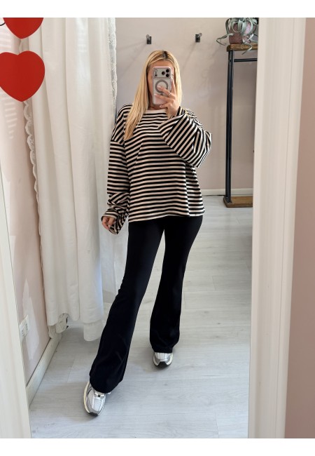 Maxi maglia a righe panna e nera