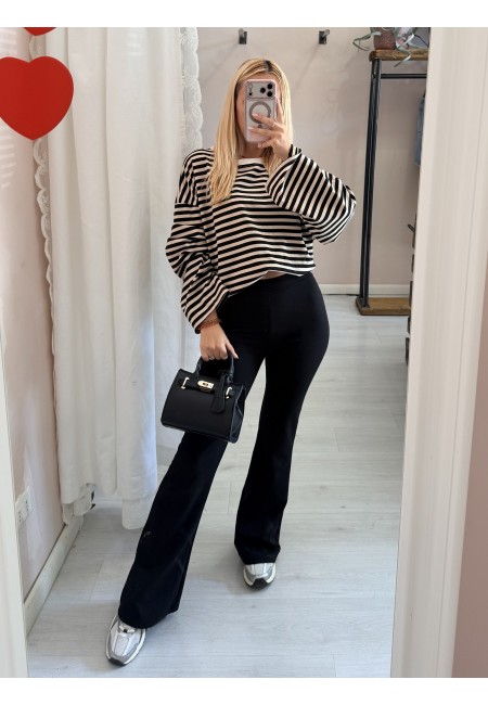 Maxi maglia a righe panna e nera