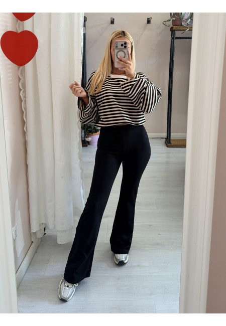 Maxi maglia a righe panna e nera