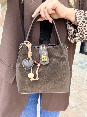 Borsetta double marrone tipo secchiello