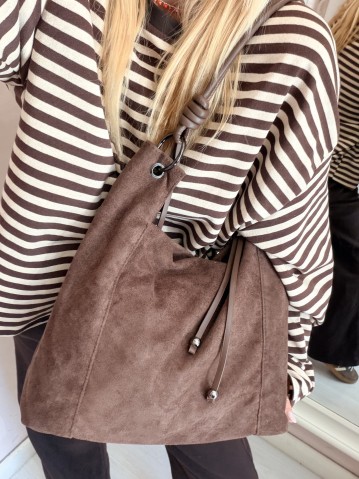 Borsa camoscio morbida marrone