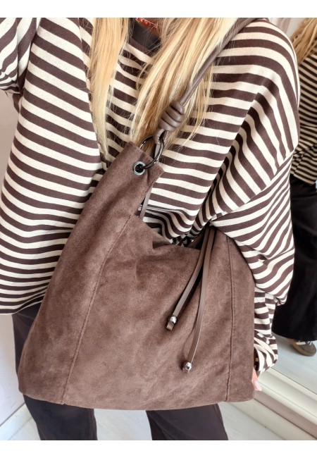 Borsa camoscio morbida marrone