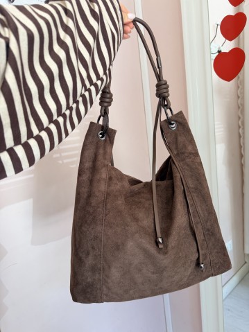 Borsa camoscio morbida marrone 2