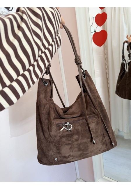 Borsa camoscio morbida marrone