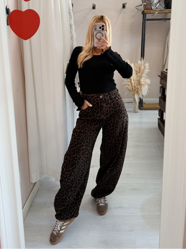 Jeans leopardati balloon