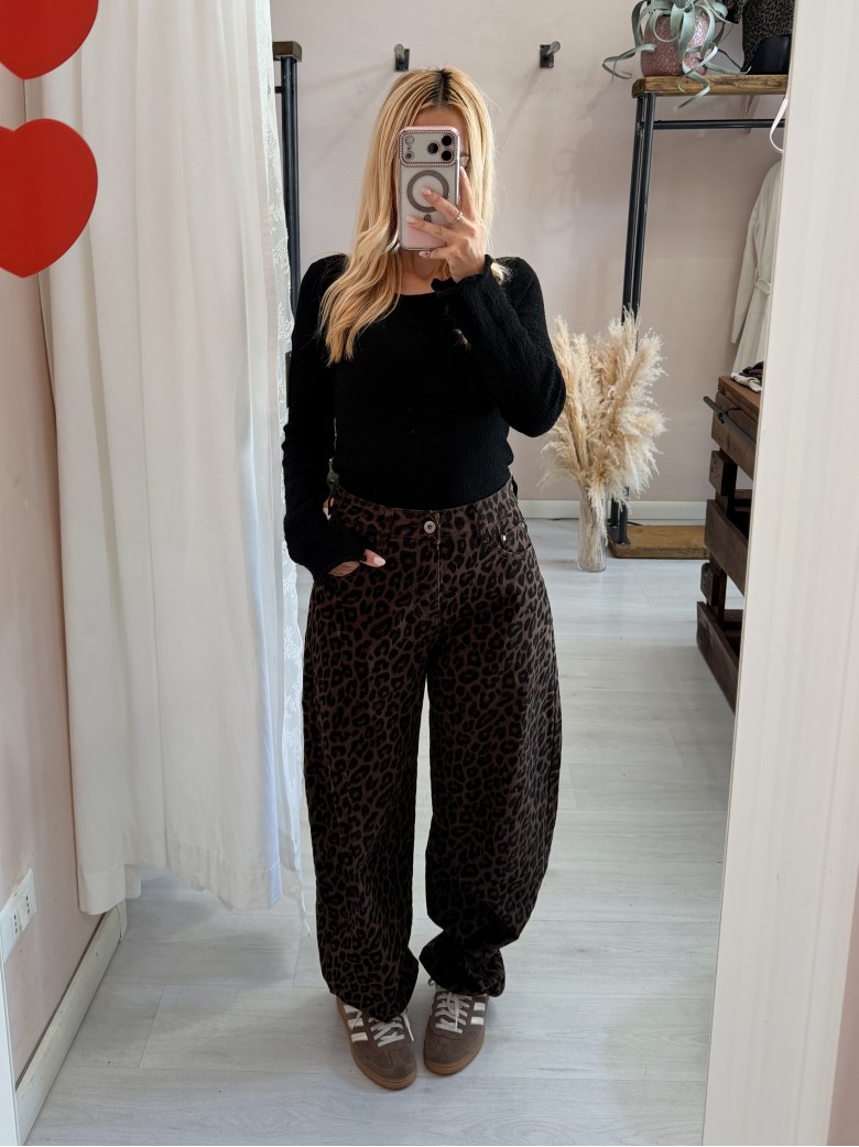 Jeans leopardati balloon