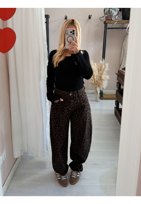 Jeans leopardati balloon