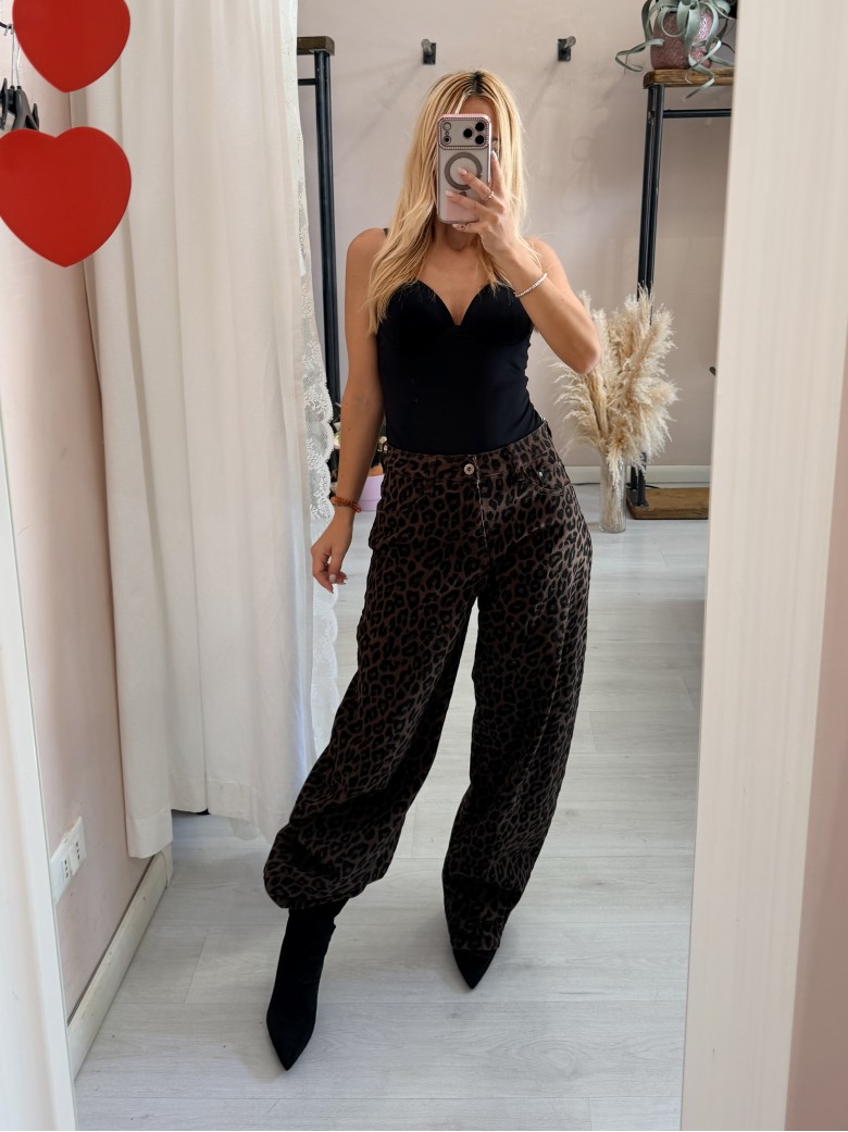 Jeans leopardati balloon