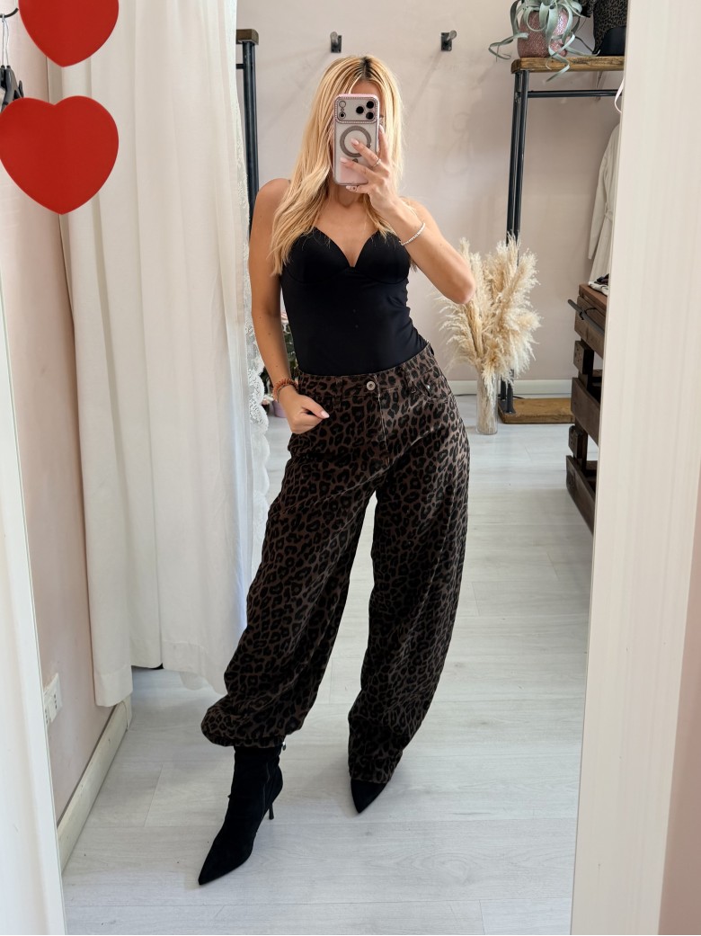 Jeans leopardati balloon