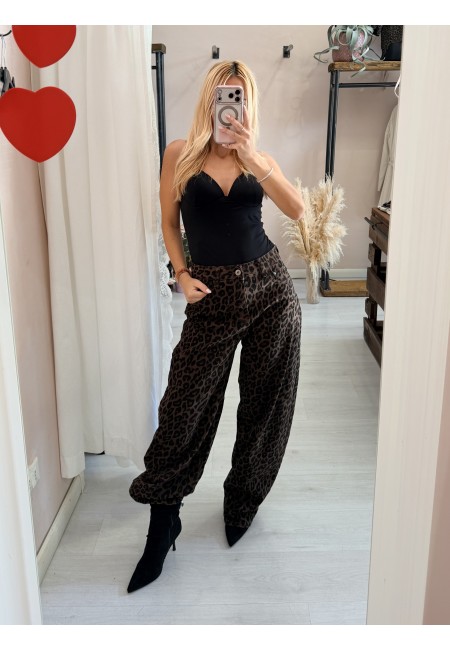 Jeans leopardati balloon