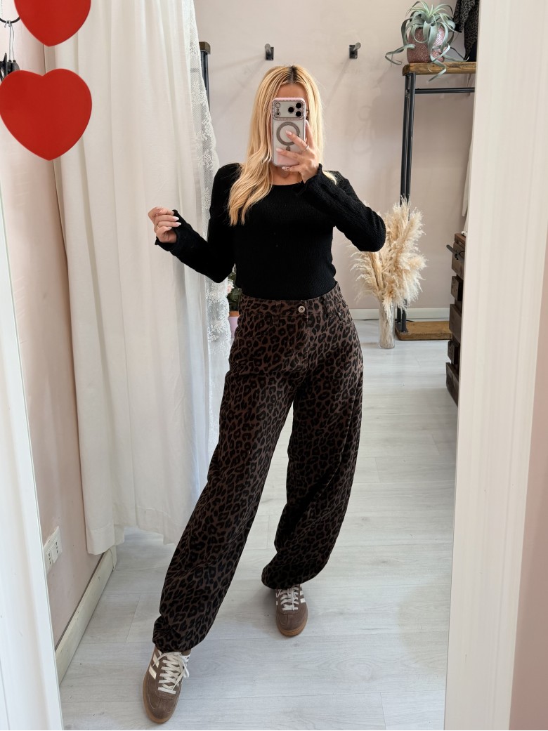 Jeans leopardati balloon